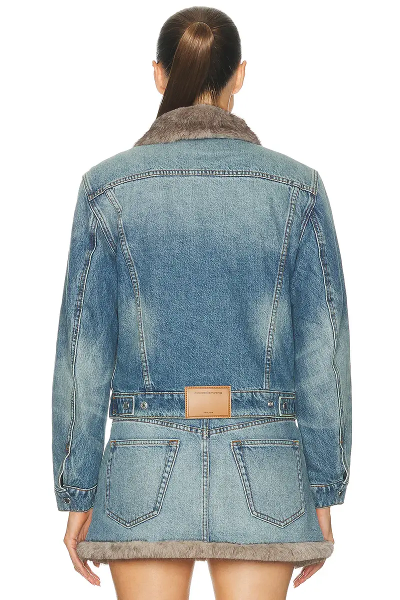 Alexander Wang Faux Mink Lined Denim Jacket | Thumbnail 4