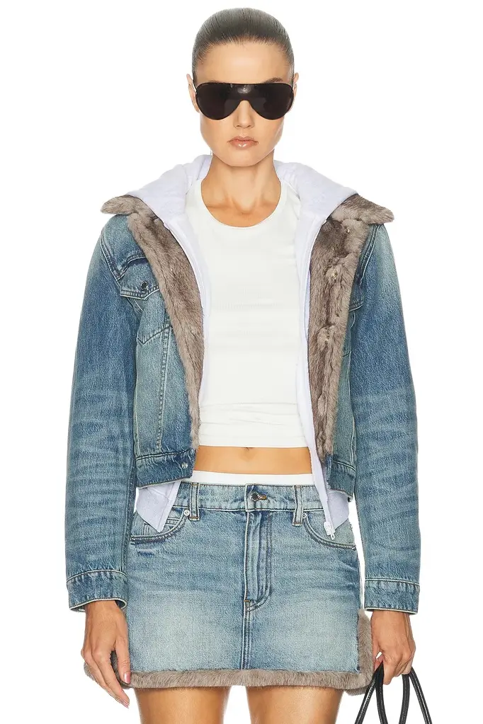 Faux Mink Lined Denim Jacket Faux Mink Lined Denim Jacket