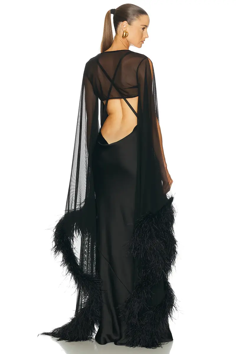 Lapointe Mesh Shrug With Feathers | Thumbnail 3 Lapointe Mesh Shrug With Feathers | Thumbnail 3