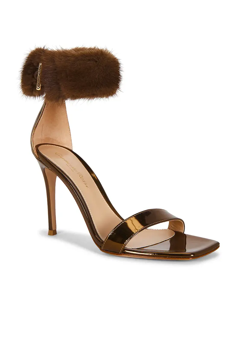 Gianvito Rossi Fur Ankle Strap Sandal | Thumbnail 2 Gianvito Rossi Fur Ankle Strap Sandal | Thumbnail 2
