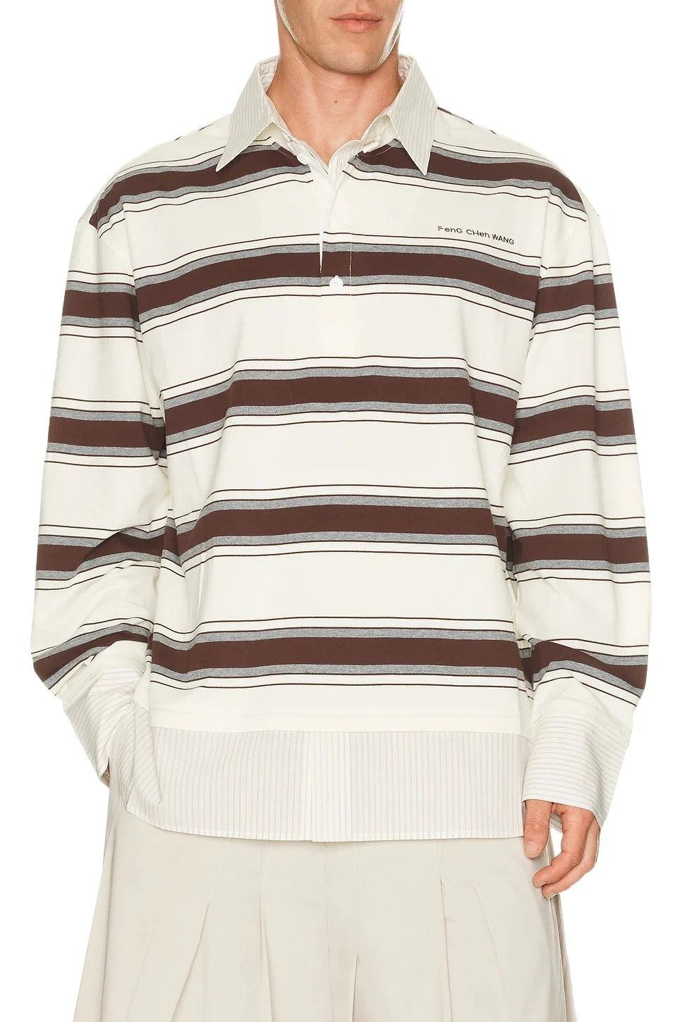 FENG CHEN WANG Decontructed Long Sleeve Polo