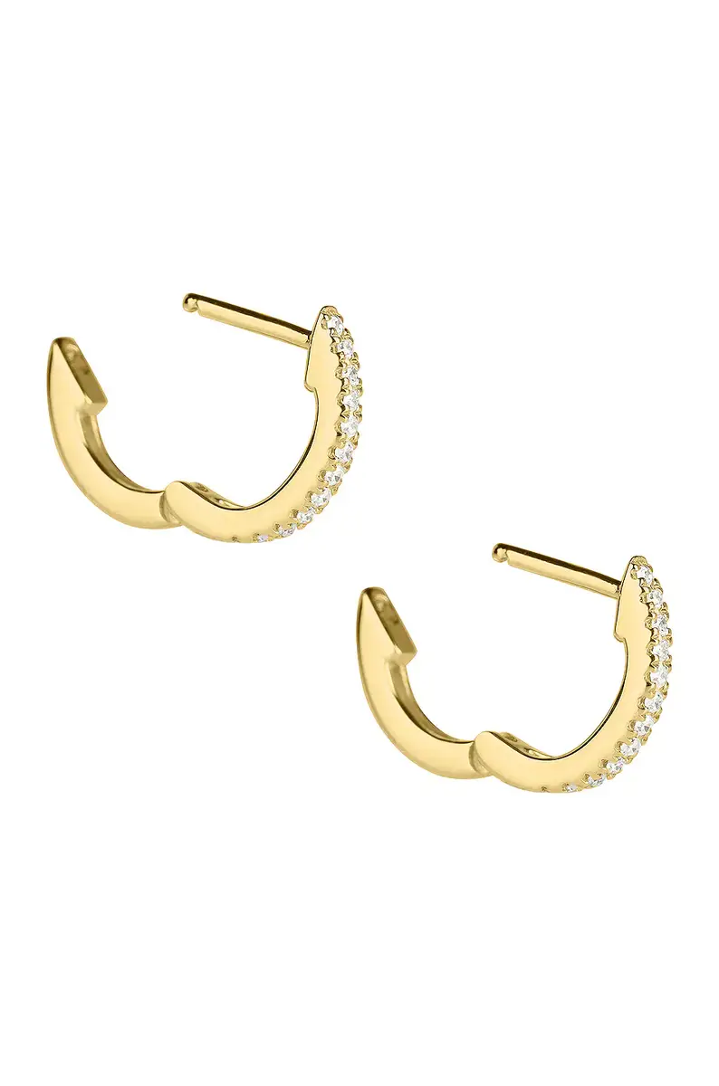 STONE AND STRAND White Diamond Pave Huggie Earrings | Thumbnail 3 STONE AND STRAND White Diamond Pave Huggie Earrings | Thumbnail 3
