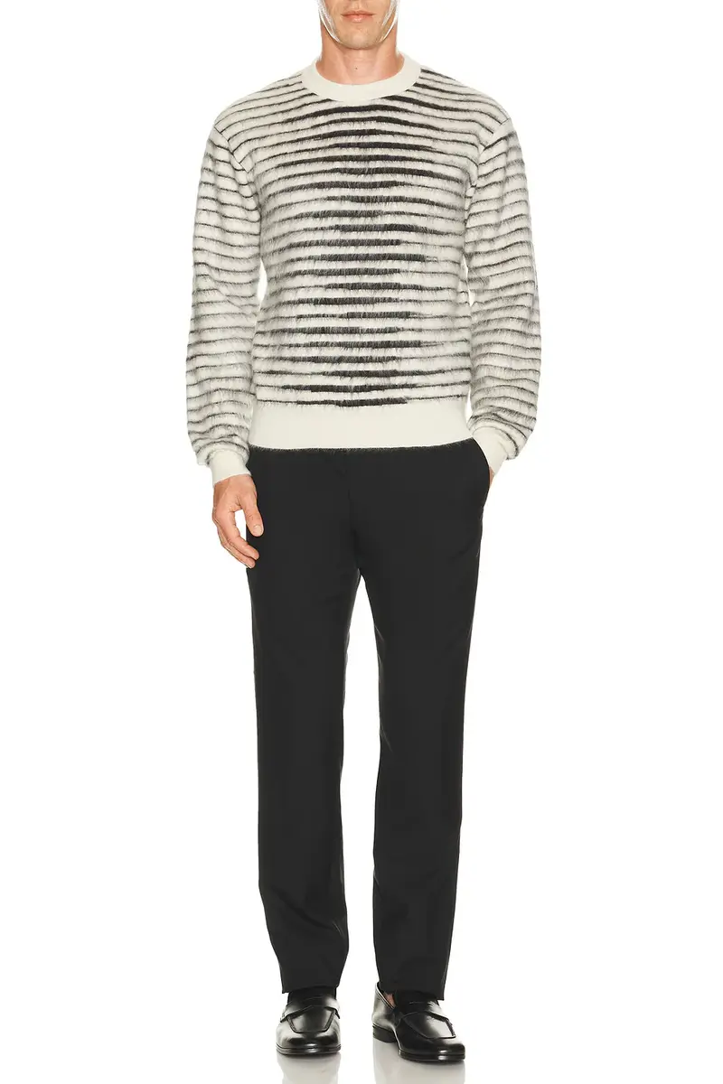 Tom Ford Brushed Stripe Mohair Long Sleeve Crew Neck | Thumbnail 3 Tom Ford Brushed Stripe Mohair Long Sleeve Crew Neck | Thumbnail 3