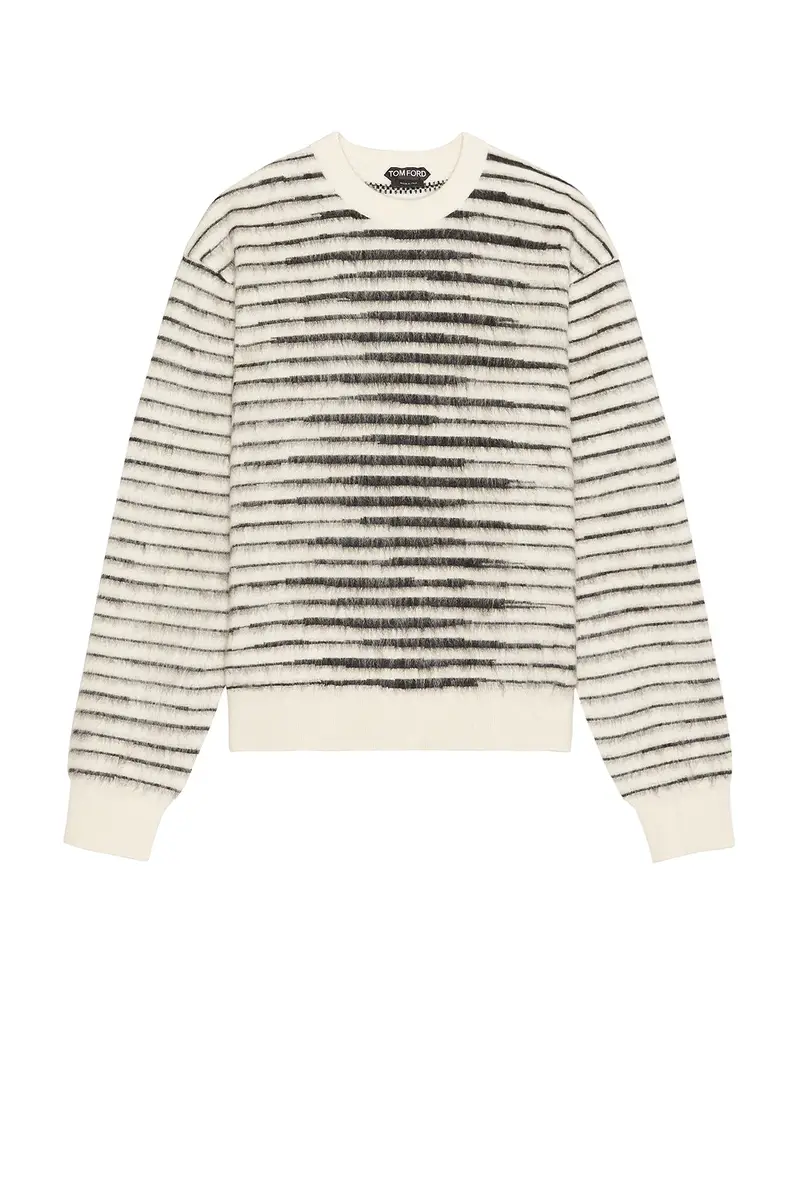 Tom Ford Brushed Stripe Mohair Long Sleeve Crew Neck | Thumbnail 4 Tom Ford Brushed Stripe Mohair Long Sleeve Crew Neck | Thumbnail 4