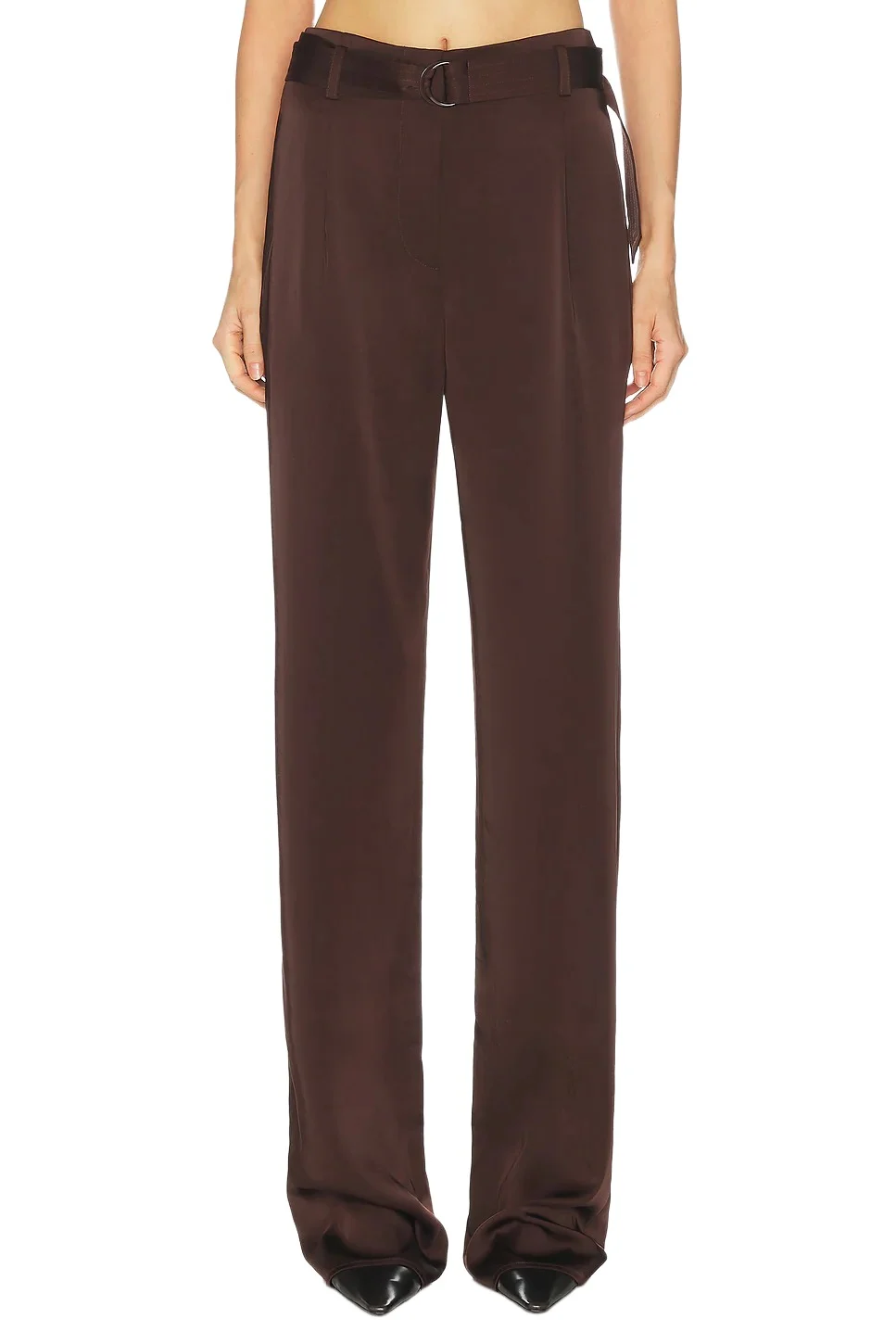 Lapointe Lightweight Satin High Waisted Belted Pant
