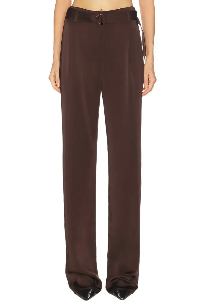Lapointe Lightweight Satin High Waisted Belted Pant