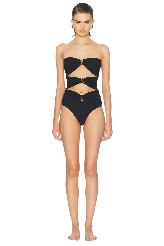 Strapless Cutout One Piece Swimsuit