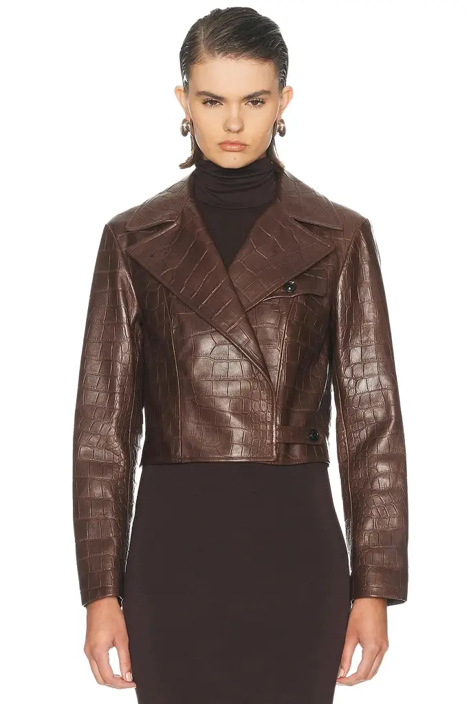 Printed Leather Jaxson Lined Moto Jacket Printed Leather Jaxson Lined Moto Jacket