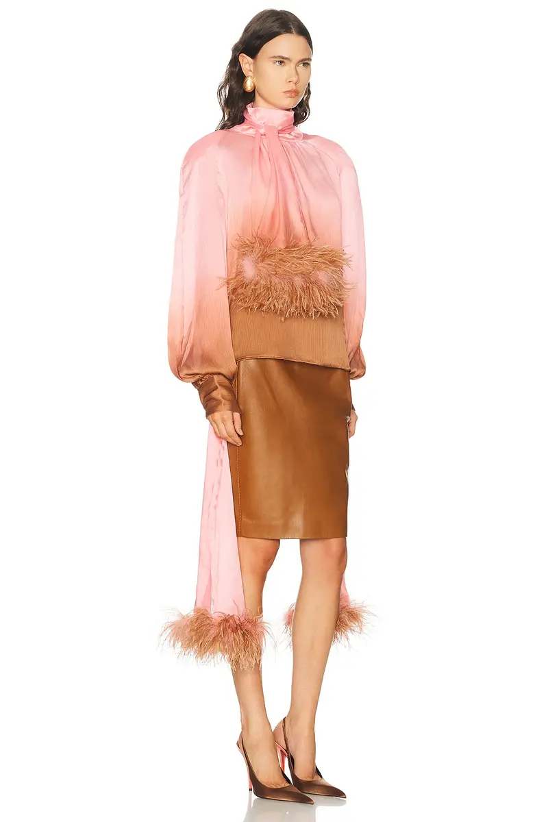 Rowen Rose Long Sleeve Feather Top | Thumbnail 2