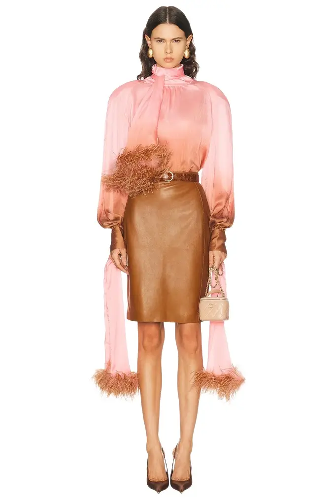 Rowen Rose Long Sleeve Feather Top