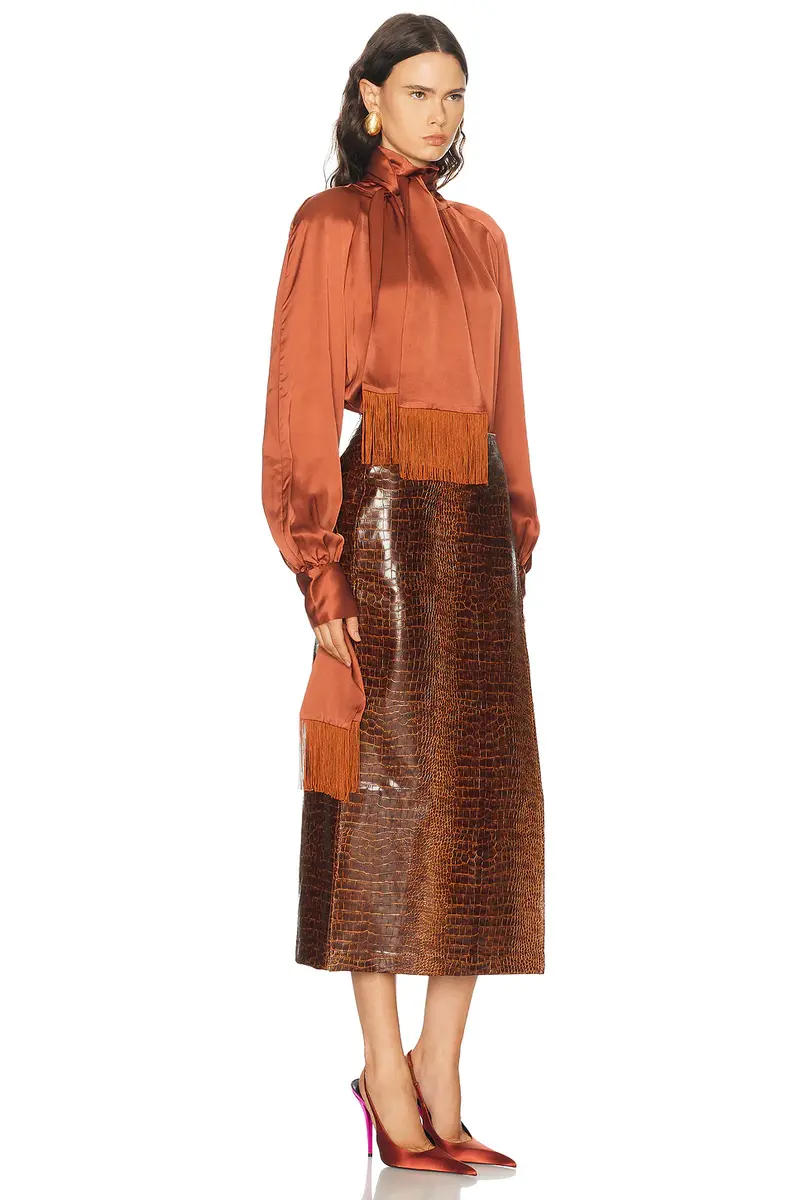 Rowen Rose Long Sleeve Fringe Top | Thumbnail 2