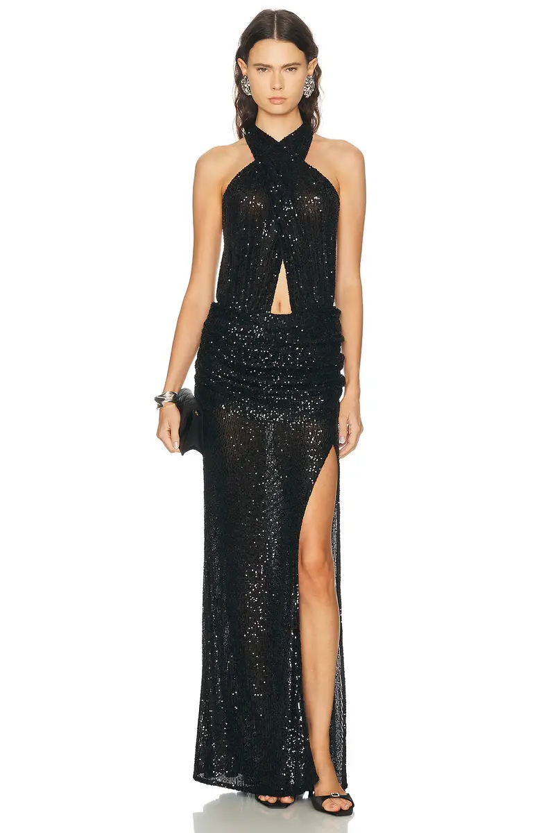 Lapointe Mini Stretch Sequin Draped Waist Skirt | Thumbnail 5