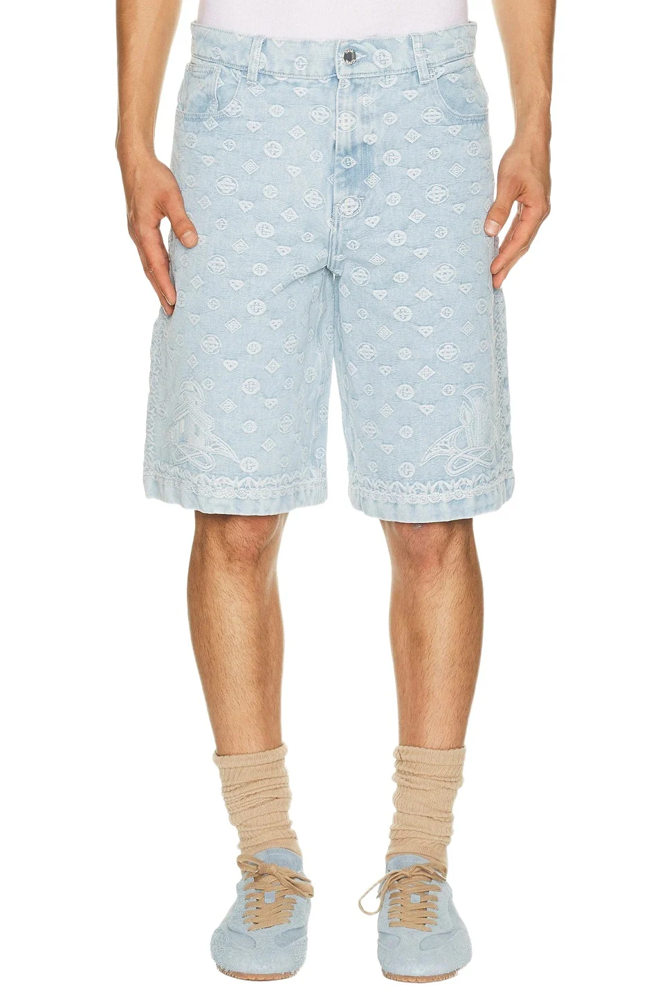 Casablanca Carpet Jacquard Baggy Denim Shorts