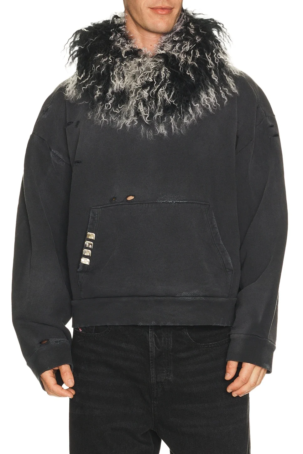 Strike Oil Thrashed Sweatshirt With Detachable Hood