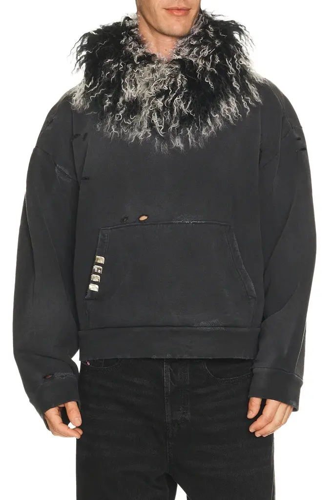 Thrashed Sweatshirt With Detachable Hood