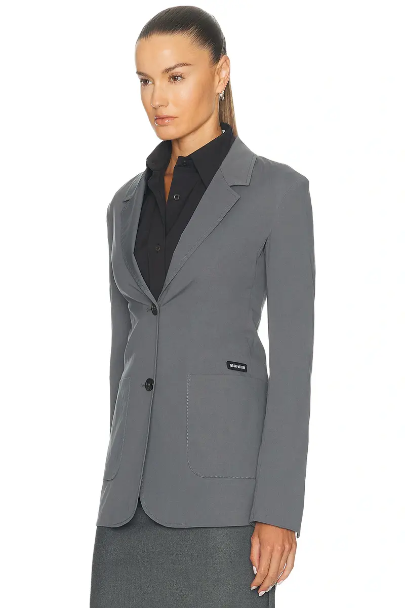 Miu Miu Popeline Stretch Washed Blazer | Thumbnail 2 Miu Miu Popeline Stretch Washed Blazer | Thumbnail 2