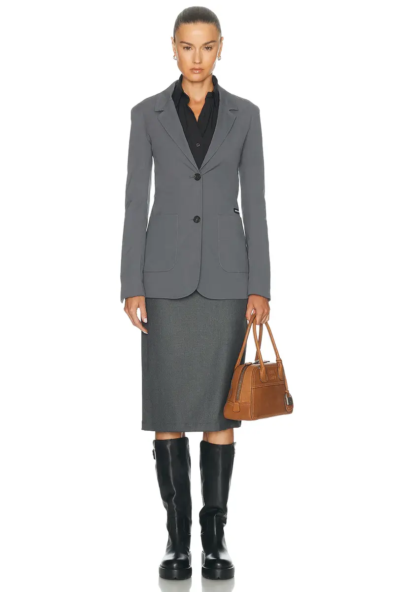 Miu Miu Popeline Stretch Washed Blazer | Thumbnail 4 Miu Miu Popeline Stretch Washed Blazer | Thumbnail 4