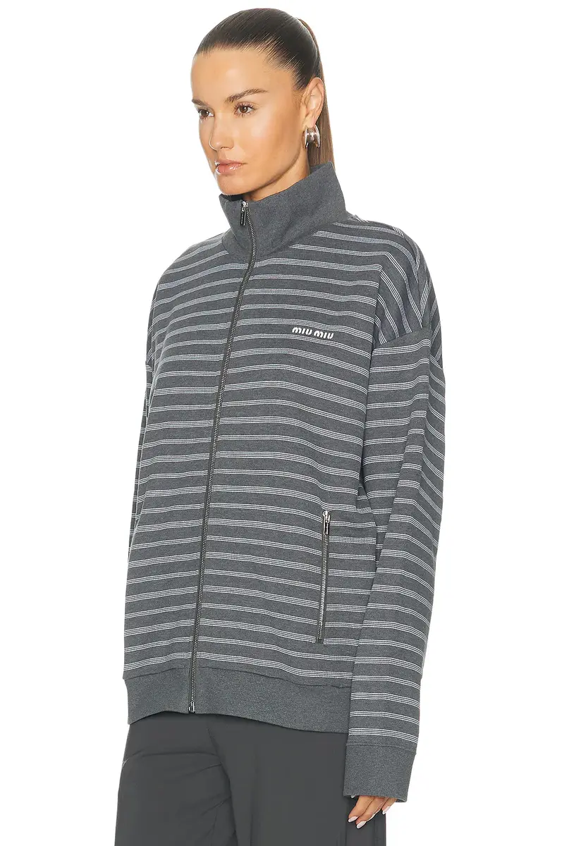 Miu Miu Felpa Righe Zip Up Jacket | Thumbnail 2 Miu Miu Felpa Righe Zip Up Jacket | Thumbnail 2