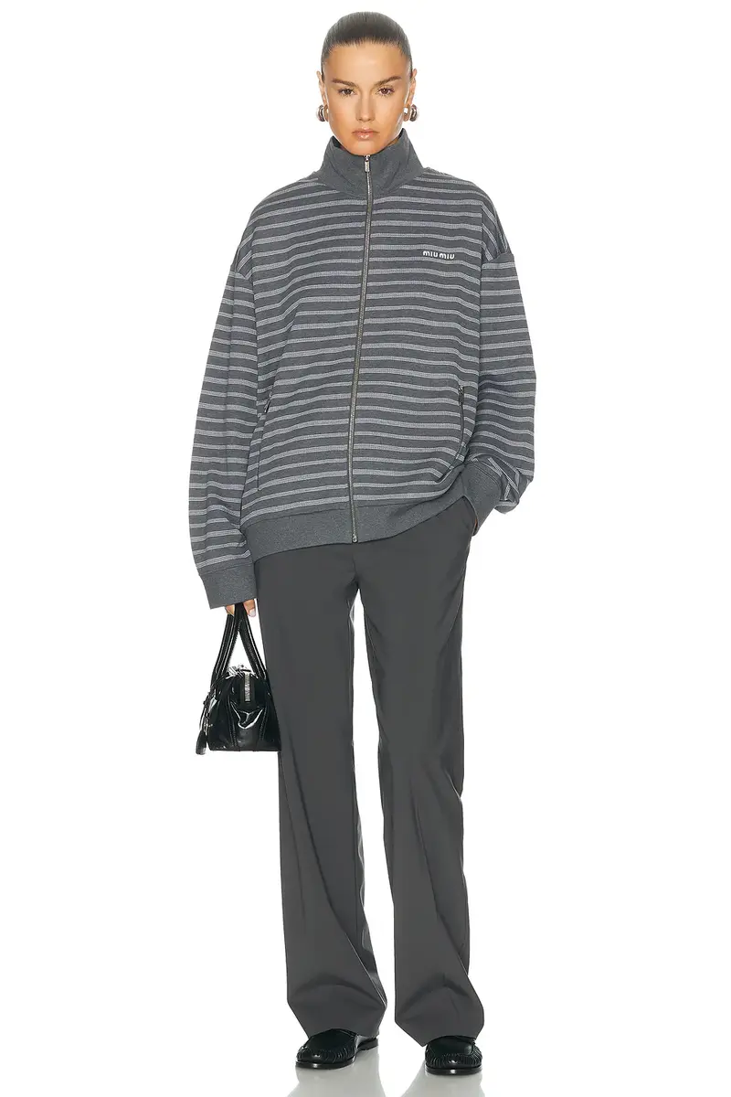 Miu Miu Felpa Righe Zip Up Jacket | Thumbnail 4 Miu Miu Felpa Righe Zip Up Jacket | Thumbnail 4