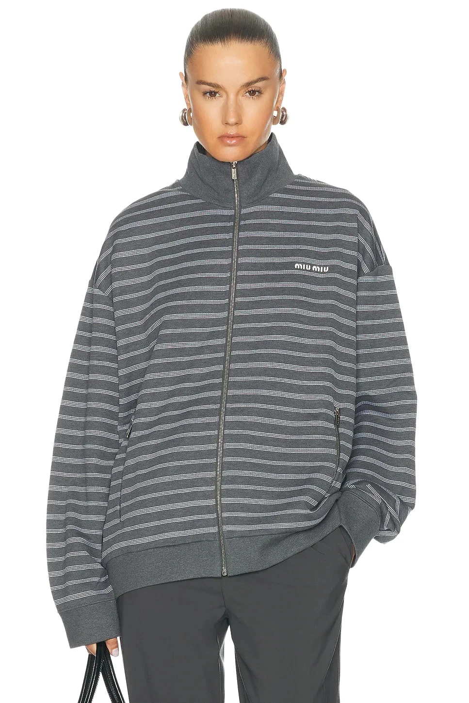 Miu Miu Felpa Righe Zip Up Jacket