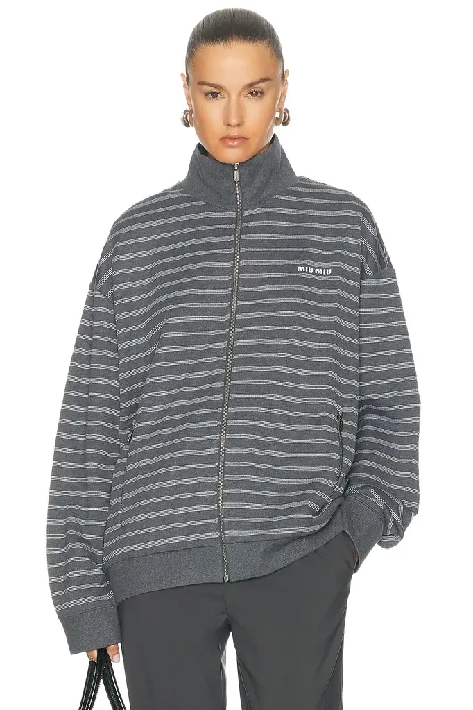 Felpa Righe Zip Up Jacket