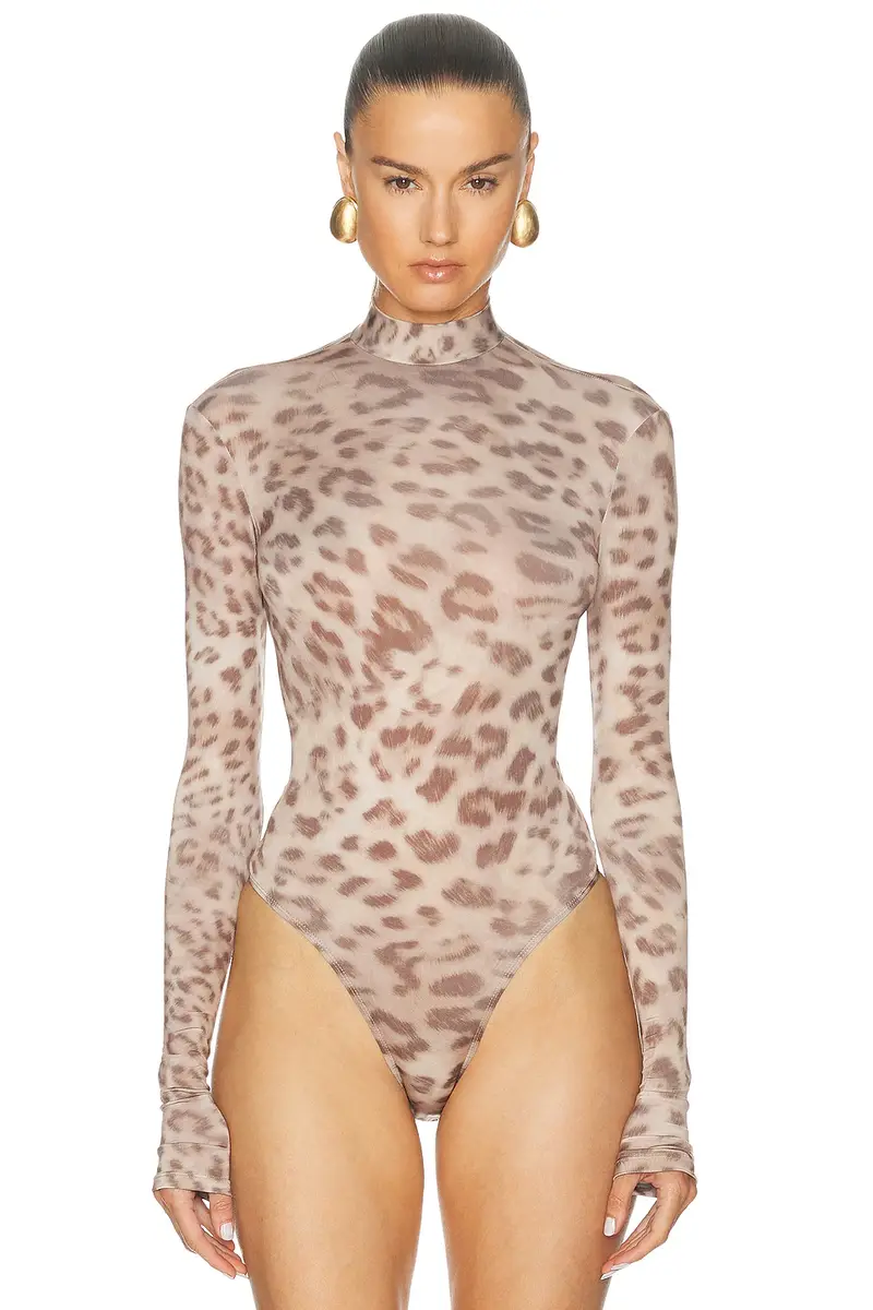 Lapointe Printed Jersey Mock Neck Bodysuit | Thumbnail 2 Lapointe Printed Jersey Mock Neck Bodysuit | Thumbnail 2