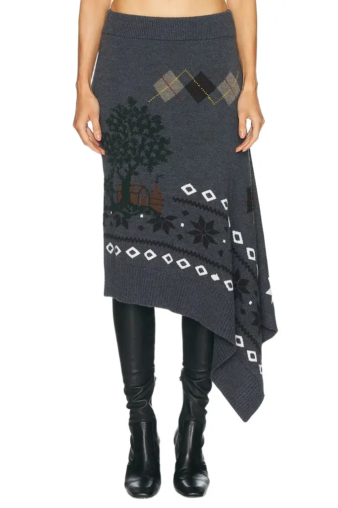 Mixed Fair Isle Midi Skirt Mixed Fair Isle Midi Skirt
