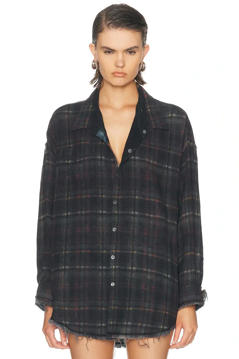 R13 Reversible Shredded Seam Drop Neck Shirt | Thumbnail 2 R13 Reversible Shredded Seam Drop Neck Shirt | Thumbnail 2