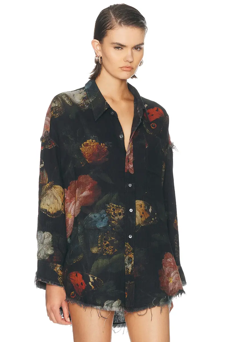 R13 Reversible Shredded Seam Drop Neck Shirt | Thumbnail 3 R13 Reversible Shredded Seam Drop Neck Shirt | Thumbnail 3