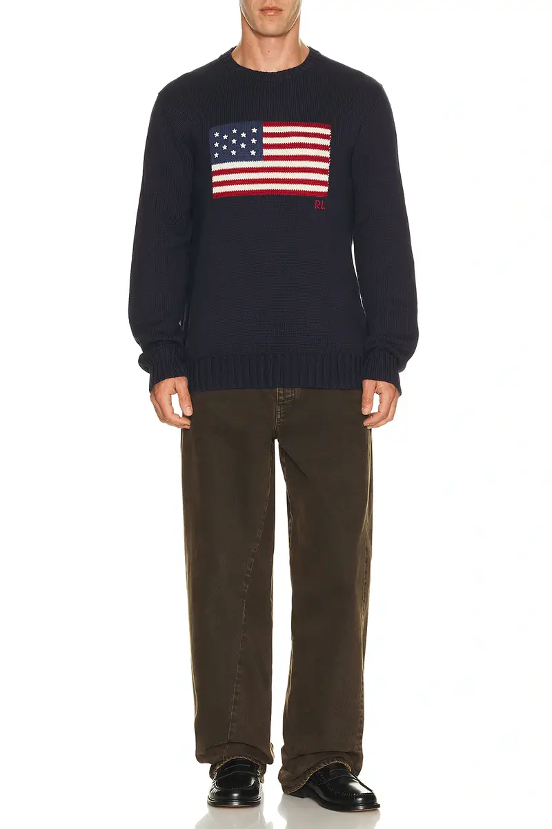 Polo Ralph Lauren Roving Cotton USA Flag Crewneck Sweater | Thumbnail 3
