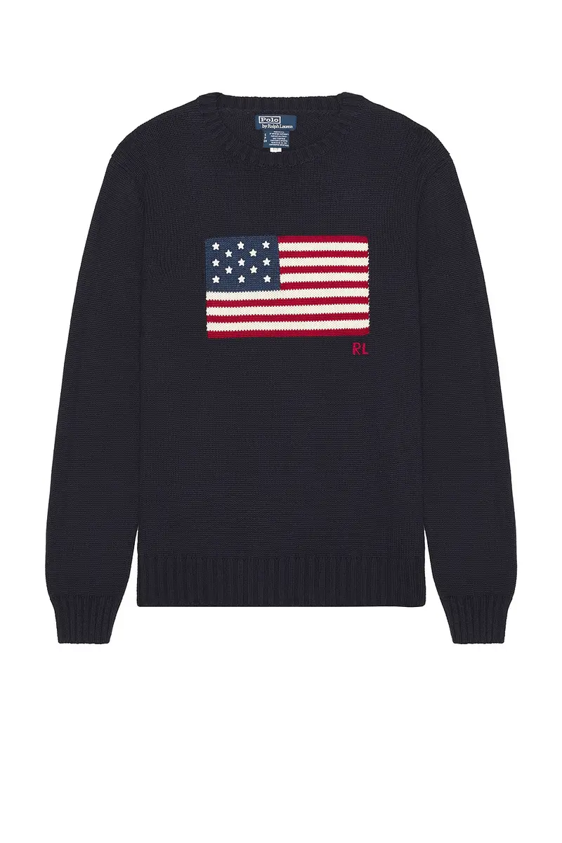 Polo Ralph Lauren Roving Cotton USA Flag Crewneck Sweater | Thumbnail 4