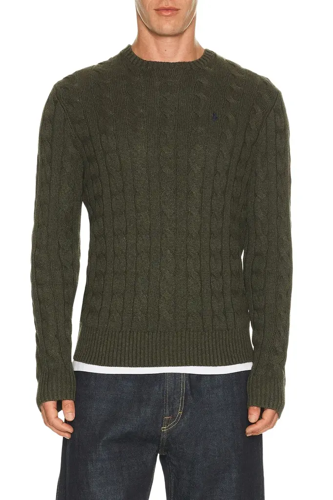 Cotton Cable Knit Crewneck Sweater