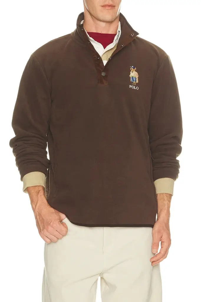 Polo Ralph Lauren Poly Fleece Litchfield Bear Snap Mockneck Pullover