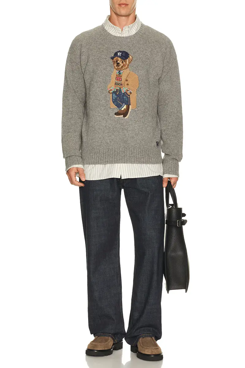 Polo Ralph Lauren Wool Blend Novelty Heritage Bear Crewneck Sweater | Thumbnail 3