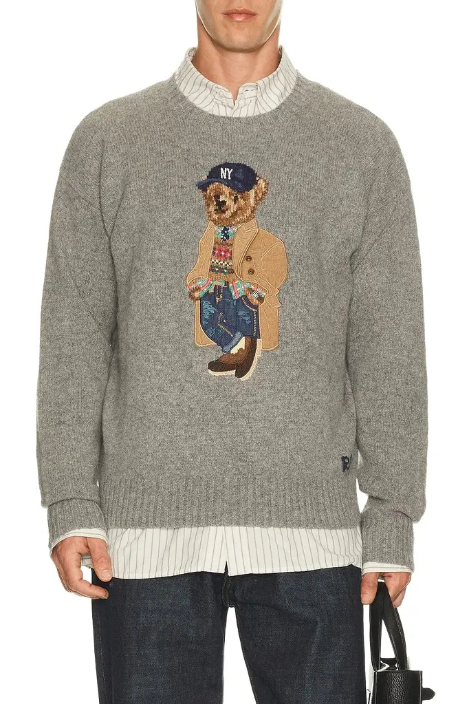 Polo Ralph Lauren Wool Blend Novelty Heritage Bear Crewneck Sweater