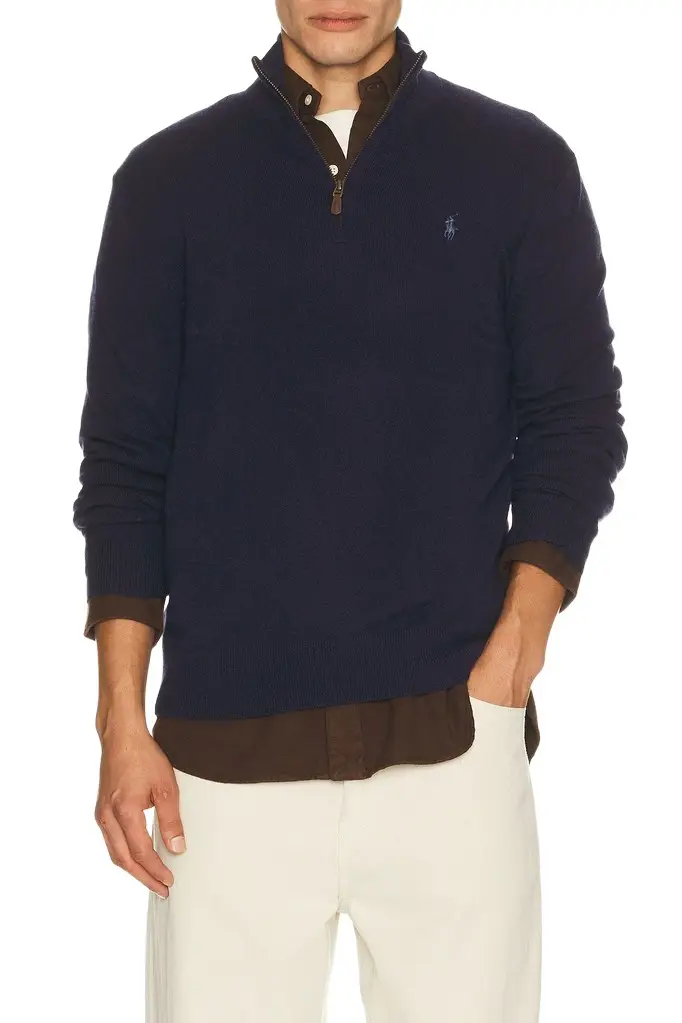 Polo Ralph Lauren Long Sleeve Lux Merino Wool 1/2 Zip Pullover Sweater