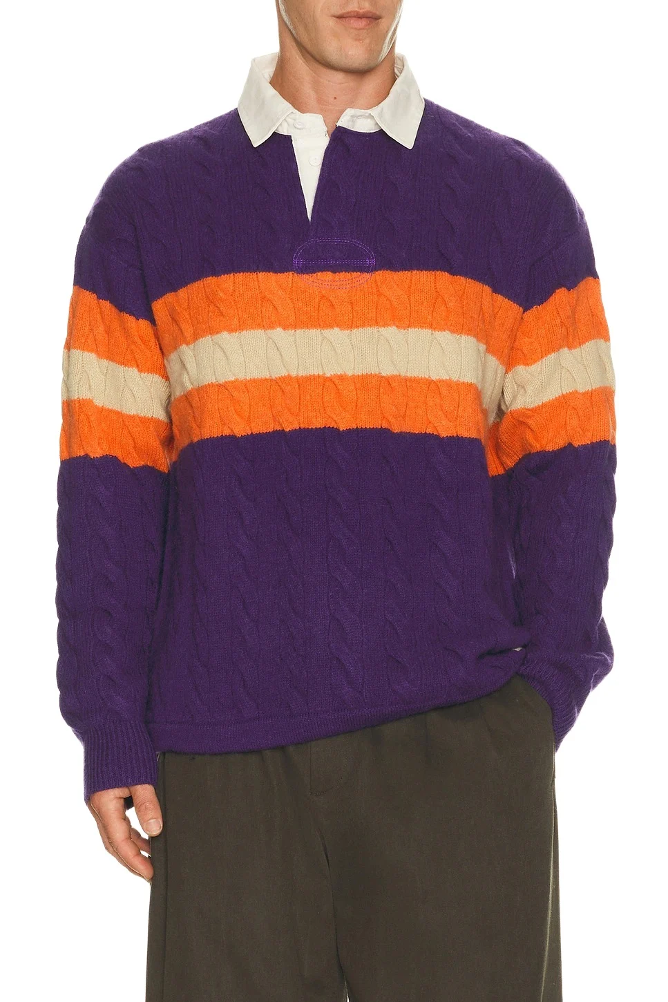Polo Ralph Lauren Wool Blend Cable Knit Rugby Polo Sweater