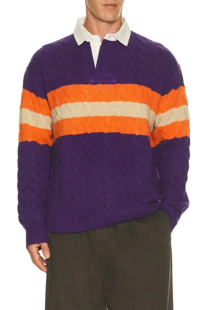 Polo Ralph Lauren Wool Blend Cable Knit Rugby Polo Sweater