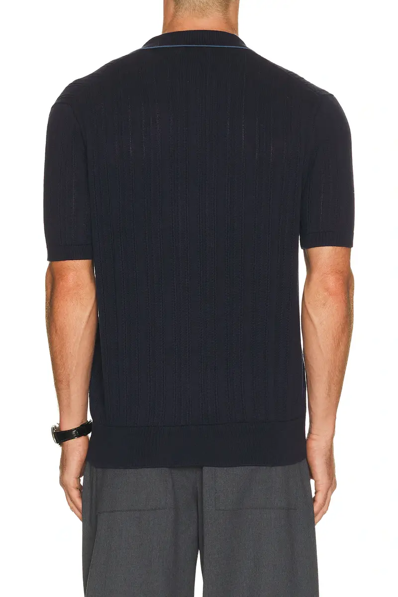Polo Ralph Lauren Short Sleeve Cotton Rib Stitch Polo Sweater With Johnny Collar | Thumbnail 2 Polo Ralph Lauren Short Sleeve Cotton Rib Stitch Polo Sweater With Johnny Collar | Thumbnail 2