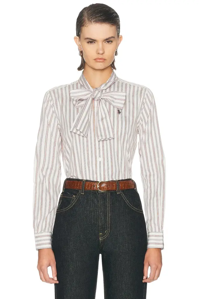 Long Sleeve Tie Collared Shirt
