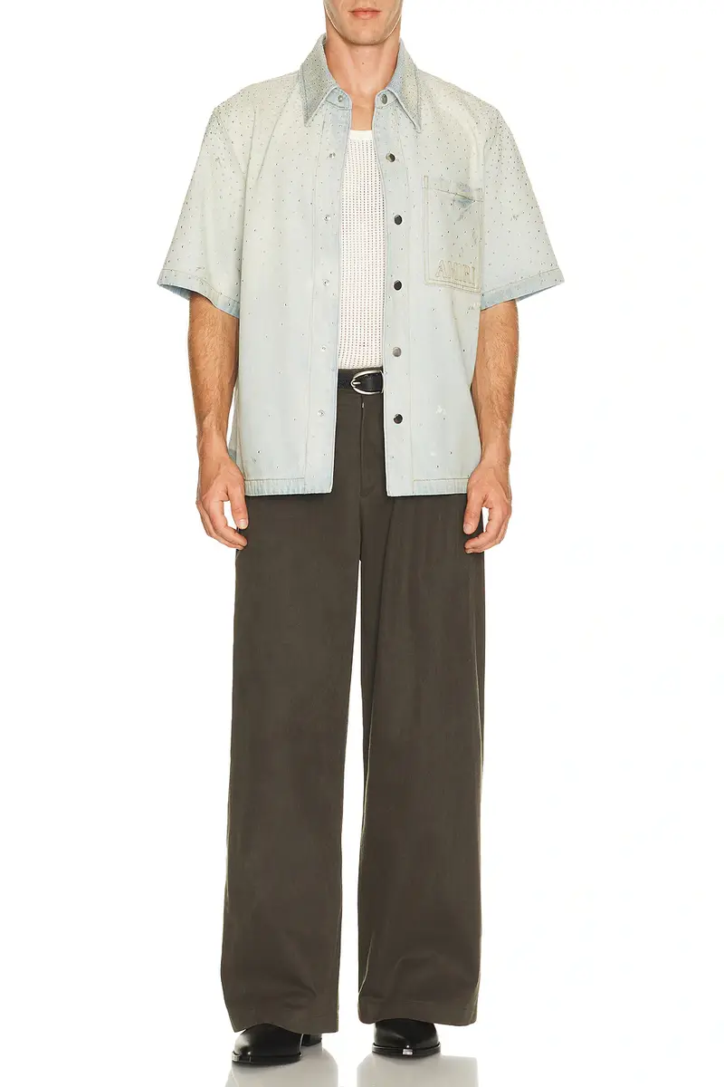 AMIRI Crystal Long Sleeve OS Denim Shirt | Thumbnail 3