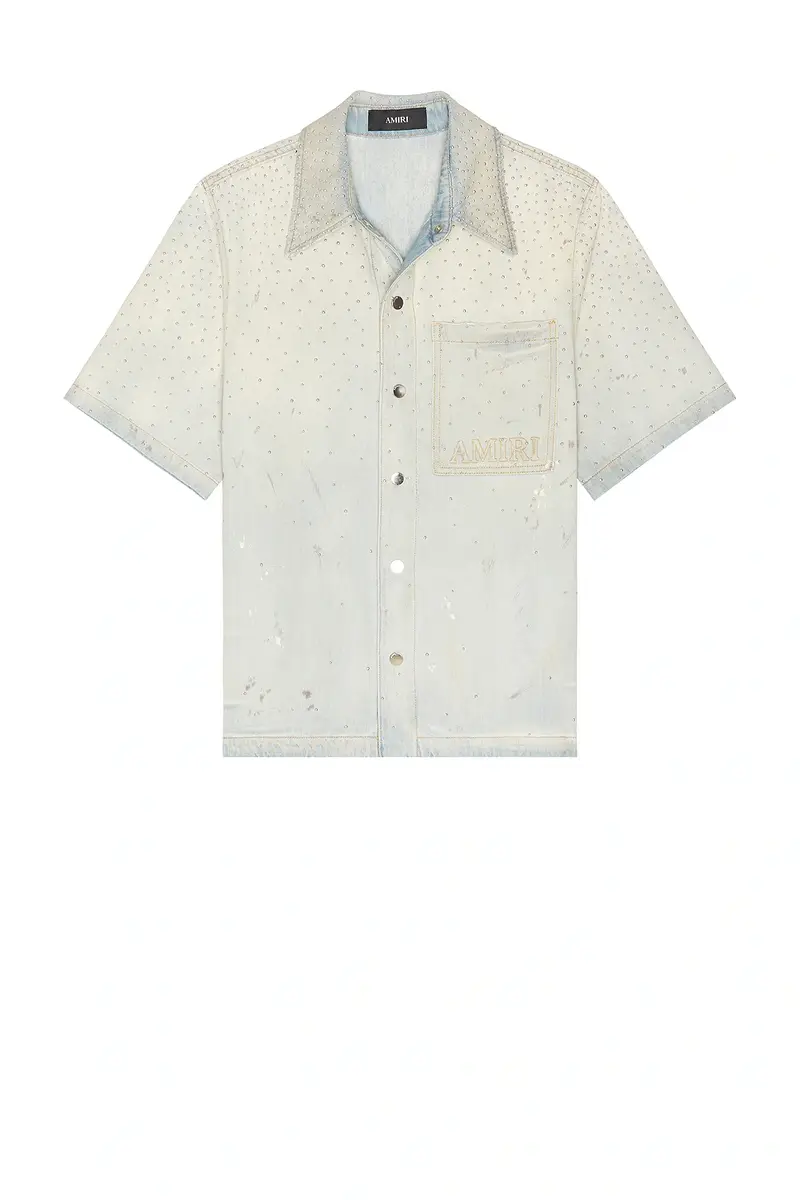 AMIRI Crystal Long Sleeve OS Denim Shirt | Thumbnail 4
