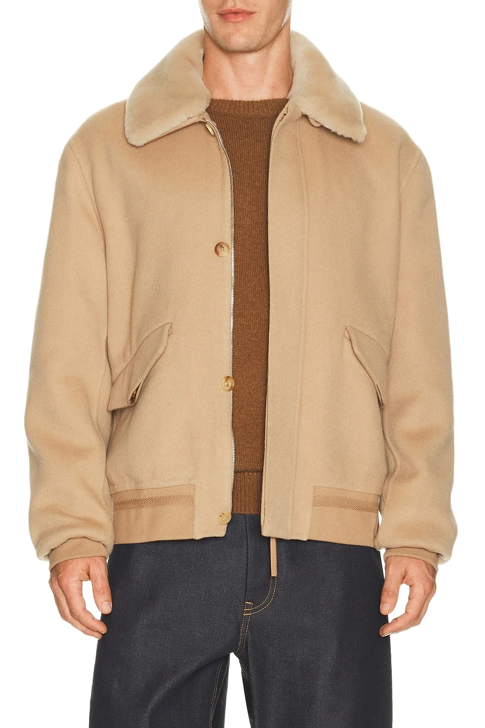 James Bomber Jacket With Shearling Collar James Bomber Jacket With Shearling Collar