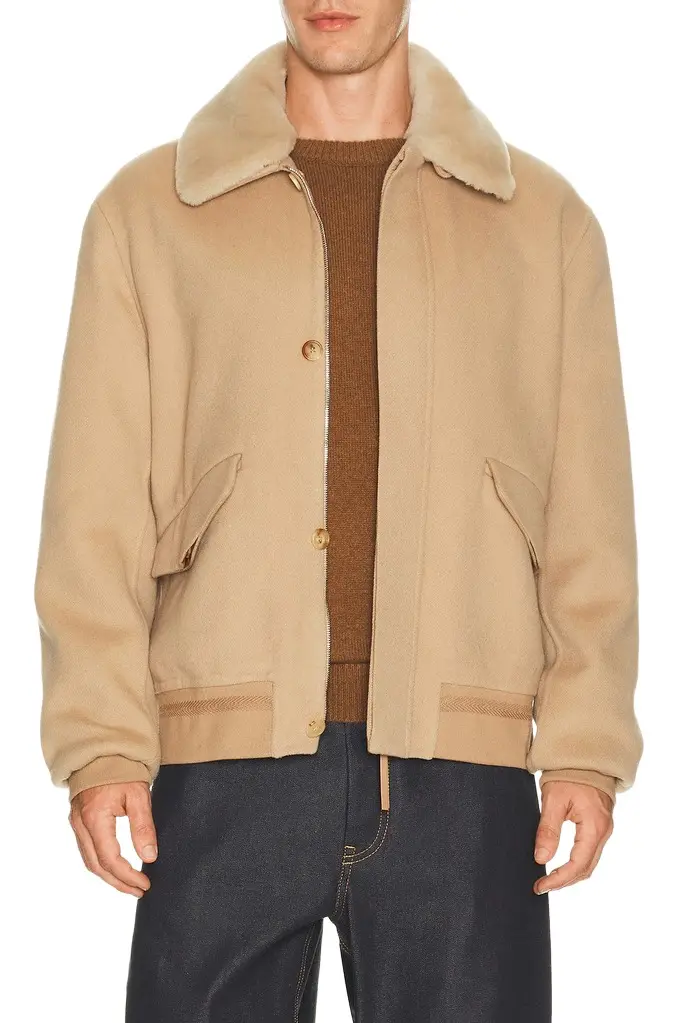 James Bomber Jacket With Shearling Collar James Bomber Jacket With Shearling Collar