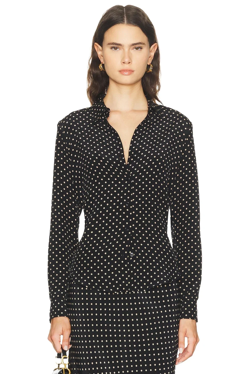 Fitted Silk Button Up Top Fitted Silk Button Up Top