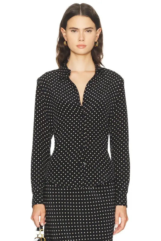 Sprwmn Fitted Silk Button Up Top