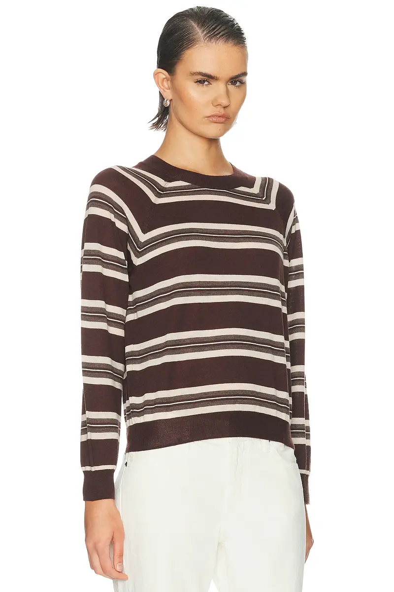 Sprwmn Long Sleeve Striped Raglan Tee | Thumbnail 2 Sprwmn Long Sleeve Striped Raglan Tee | Thumbnail 2