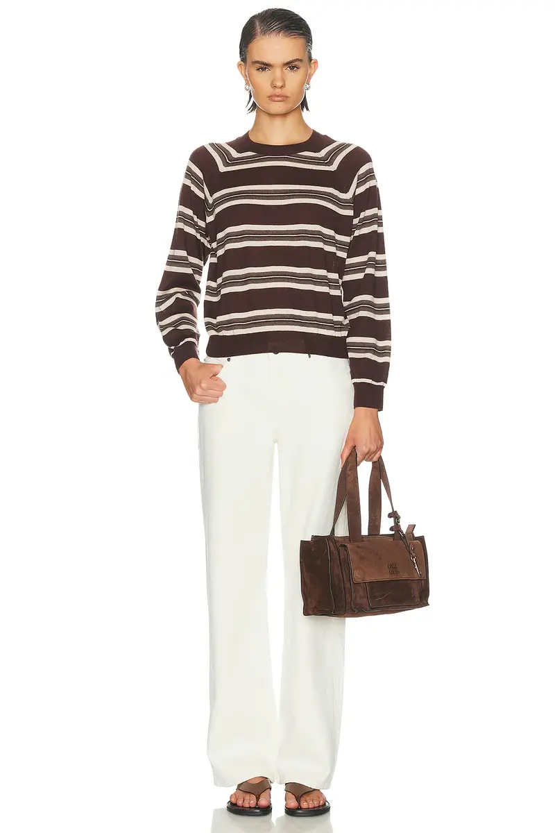 Sprwmn Long Sleeve Striped Raglan Tee | Thumbnail 4 Sprwmn Long Sleeve Striped Raglan Tee | Thumbnail 4