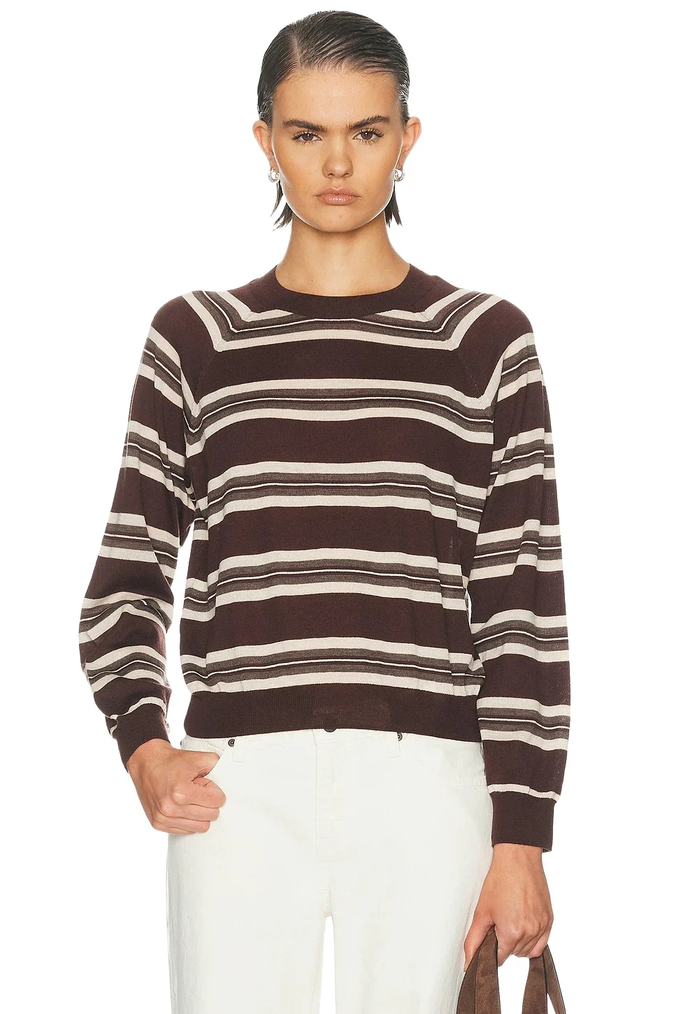 Sprwmn Long Sleeve Striped Raglan Tee