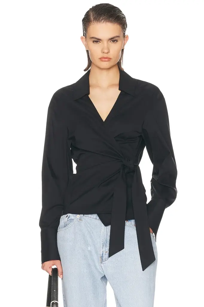 SIMONMILLER Anya Poplin Wrap Top